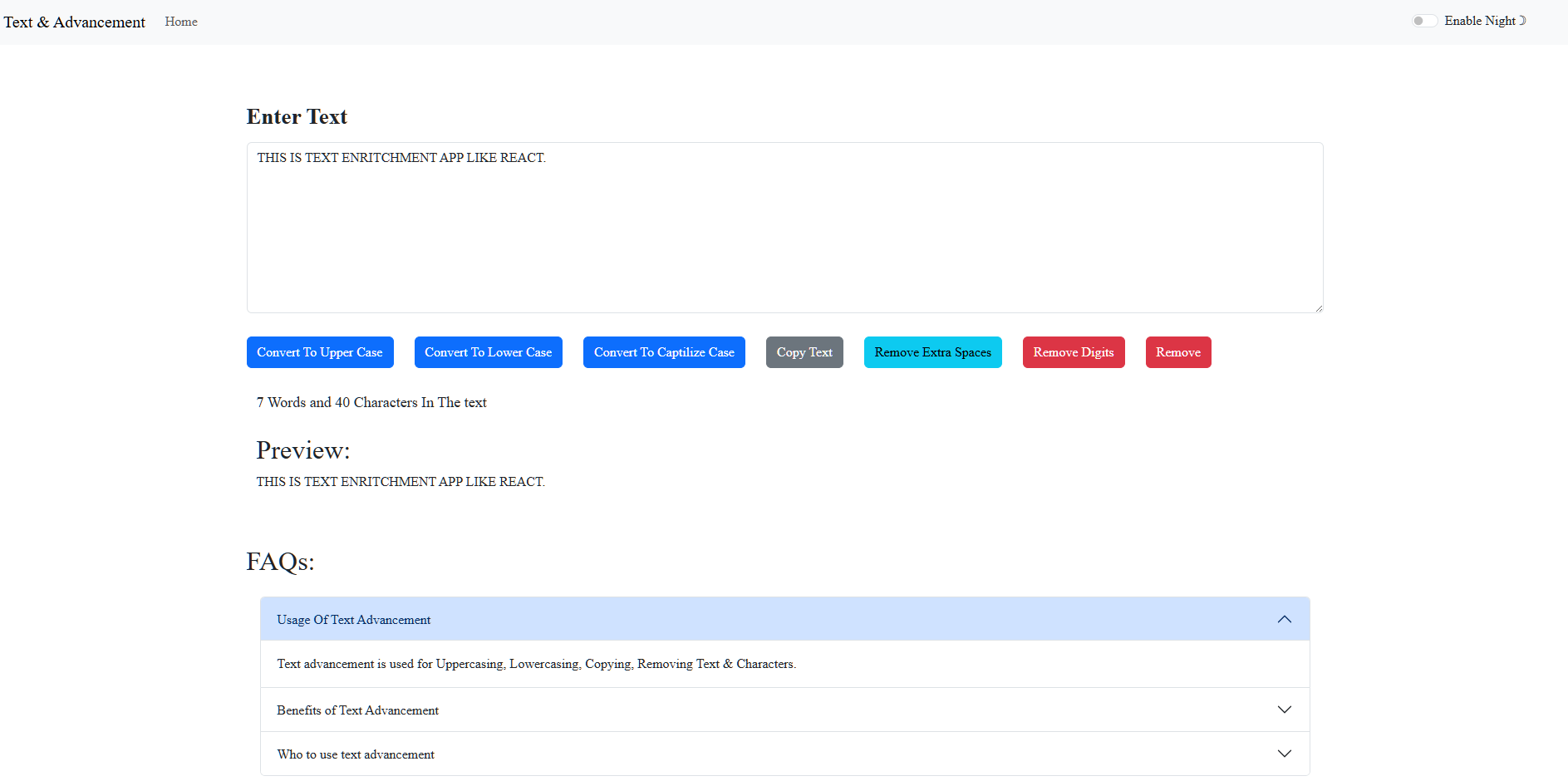 Text Advancement App
